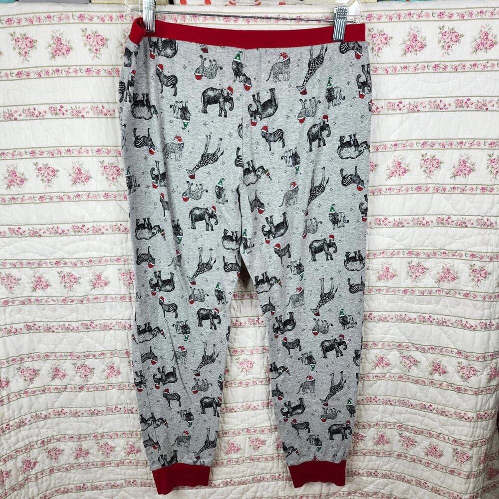 Secret Treasures Wondershop Dog Print Pajama Pants Gray Red Trim Lounge